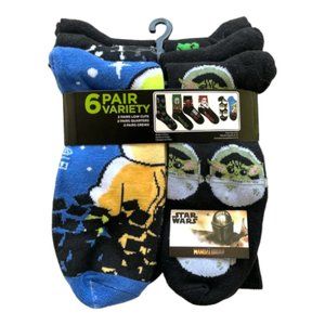 BNWT 6 pair Variety Pack Star Wars Mandalorian Socks, Shoe Size: 6-12